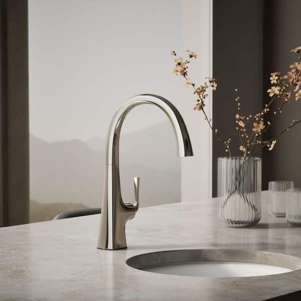 Graze Single Handle Bar Faucet In Vibrant Polished Nickel