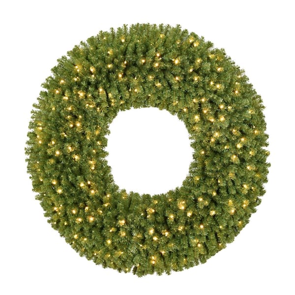 60 in. Pre-Lit Artificial Utah Spruce Artificial Christmas Wreath with 210 Warm White LED Lights