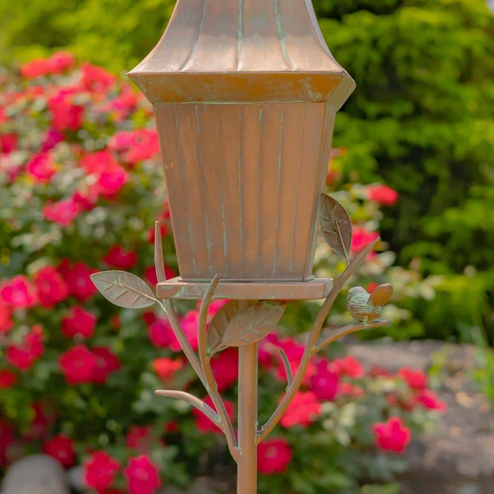65.5" Tall Antique Copper Iron Birdhouse Stake