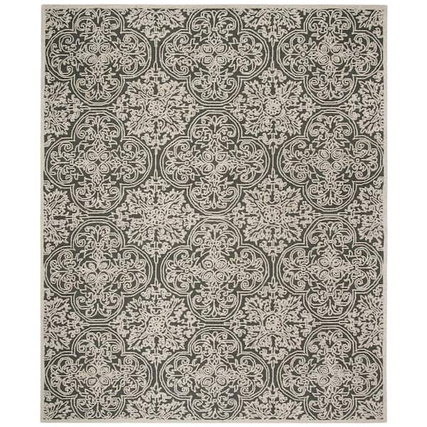 SAFAVIEH Trace Dark Gray/Light Gray 9 ft. x 12 ft. Geometric Floral Medallion Area Rug