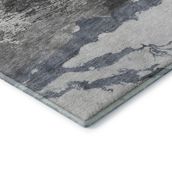 Mayfield Premium Machine Washable Abstract AMF2054 Gray 9 ft. x 12 ft. Area Rug