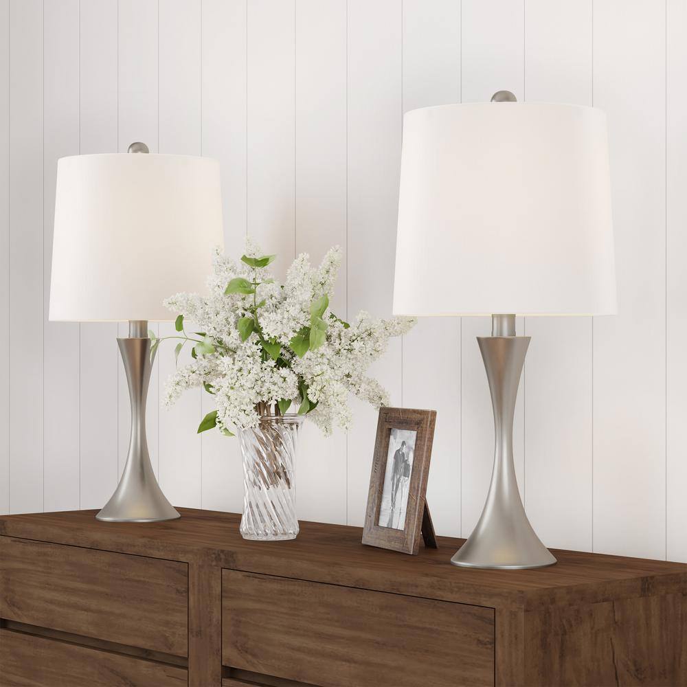 24.5 in. Silver Mid-Century Modern Metal Flared Trumpet Base LED Table Lamps (Set of 2) price history on PriceWatchPro