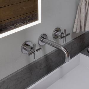 8 in. Widespread 2-Handle Wall Mount Bathroom Faucet in Brushed Nickel