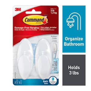Command 5 lb. Large White Bath Towel Hook (1 Hooks, 1 Water Resistant Strips)  BATH17-ES - The Home Depot