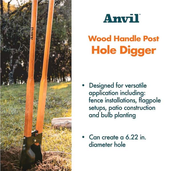 Anvil 47 in. L Wood Handle Steel Post Hole Digger 77568-948 - The