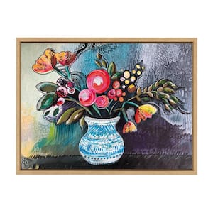 Sylvie Whimsy Still Life by Sara Annapolen Framed Canvas Flowers Art Print 24 in. x 18 in .