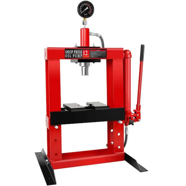 12-Ton Adjustable Desktop Manual Pump Hydraulic Press with Pressing Plate and Pressure Gauge
