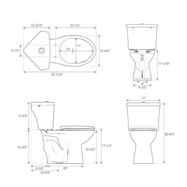 Simple Project 17.2 in. Triangle 2-Piece 0.8/1.28 GPF Dual Flush
