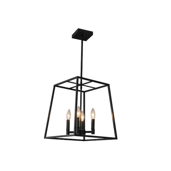 Unbranded 4-Light Matte Black Candle Chandelier with no Bulbs Included