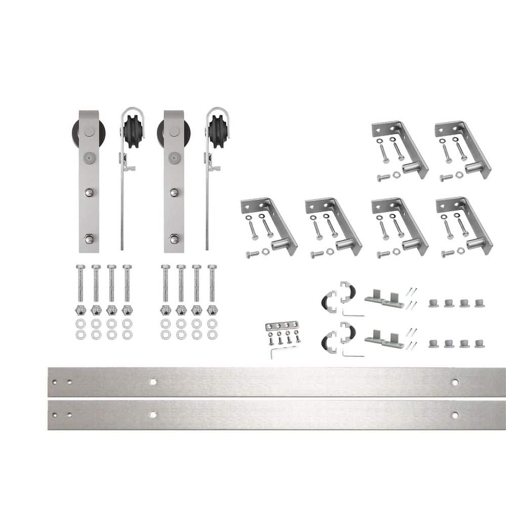 9 ft. /108 in. Brushed Nickel Ceiling Mount Non-Bypass Sliding Barn Door Track and Hardware Kit for Double Doors price history on PriceWatchPro
