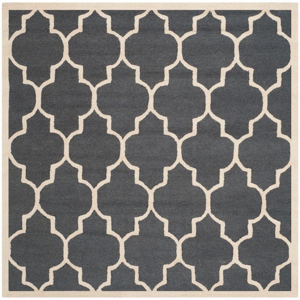 SAFAVIEH Cambridge Dark Gray/Ivory 10 ft. x 10 ft. Square Geometric Area Rug