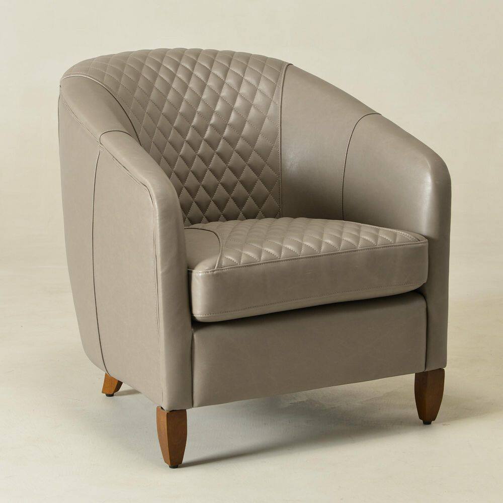 29.1 in. W Gray Top-Grain Genuine Leather Upholstered Barrel Chair Set of 1 price history on PriceWatchPro