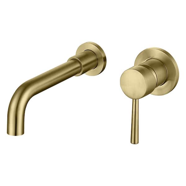 Miscool Olus Single-Handle Wall Mount Bathroom Faucet in Brushed Gold