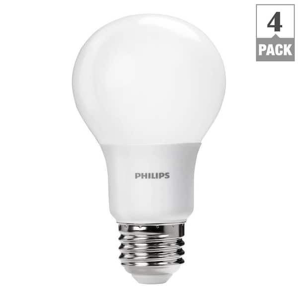 Philips 40-Watt Equivalent A19 Non-Dimmable Energy Saving LED Light Bulb Daylight (5000K) (4-Pack) 461160 - Home Depot