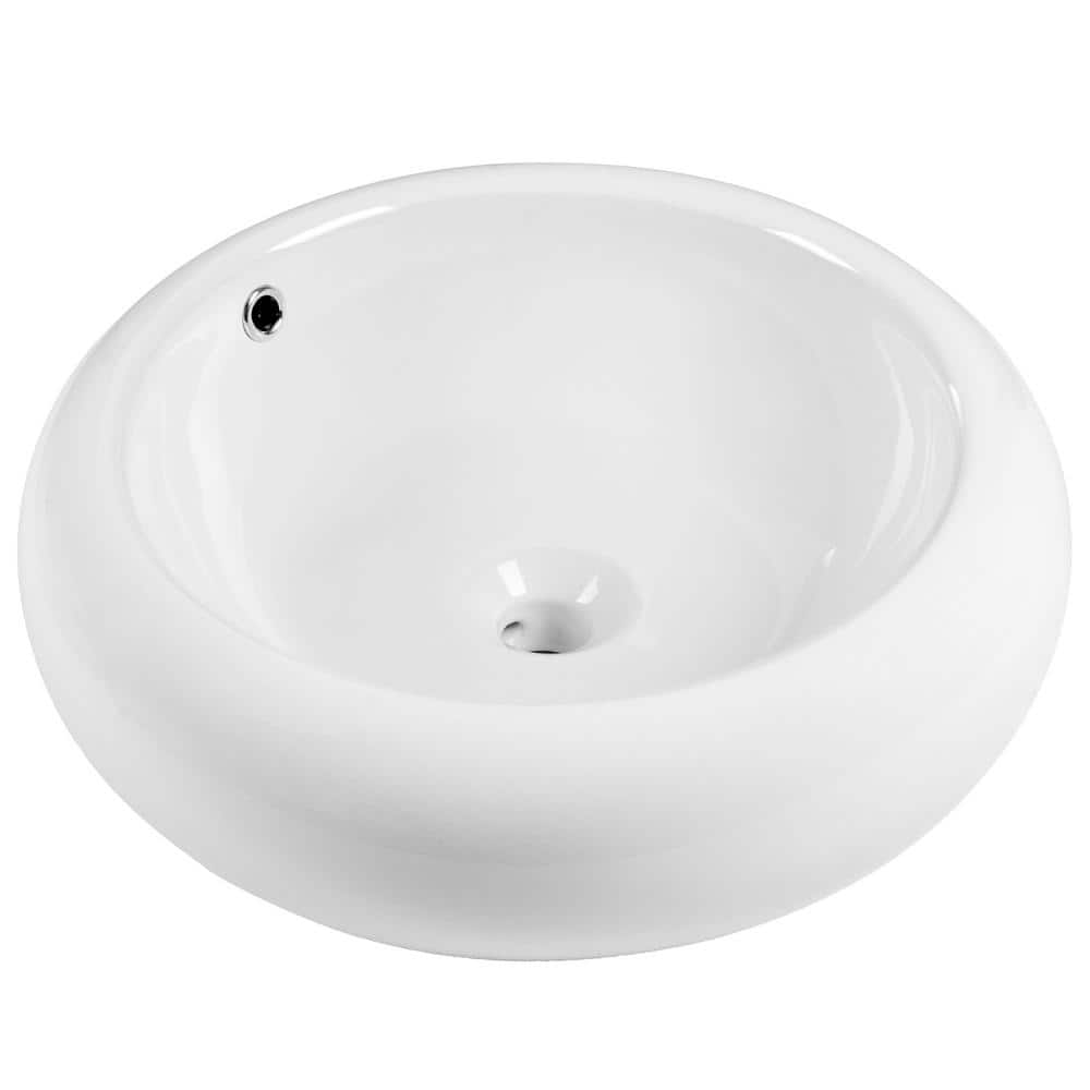 DeerValley 20" Round White Ceramic Vessel Bathroom Sink
