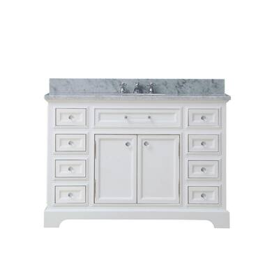 Water Creation 30 in. W x 21 in. D Vanity in White with Marble Vanity ...