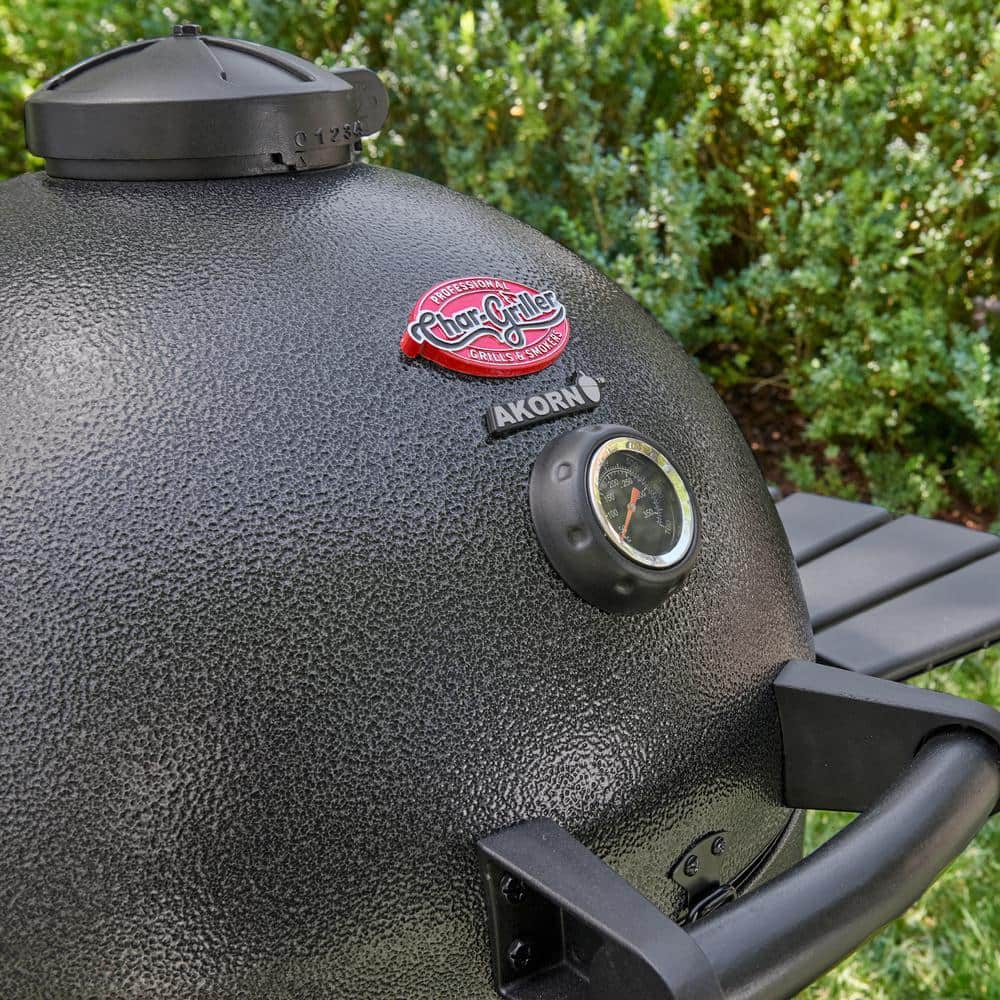 AKORN Graphite Kamado Charcoal Grill and Smoker with Side Shelves