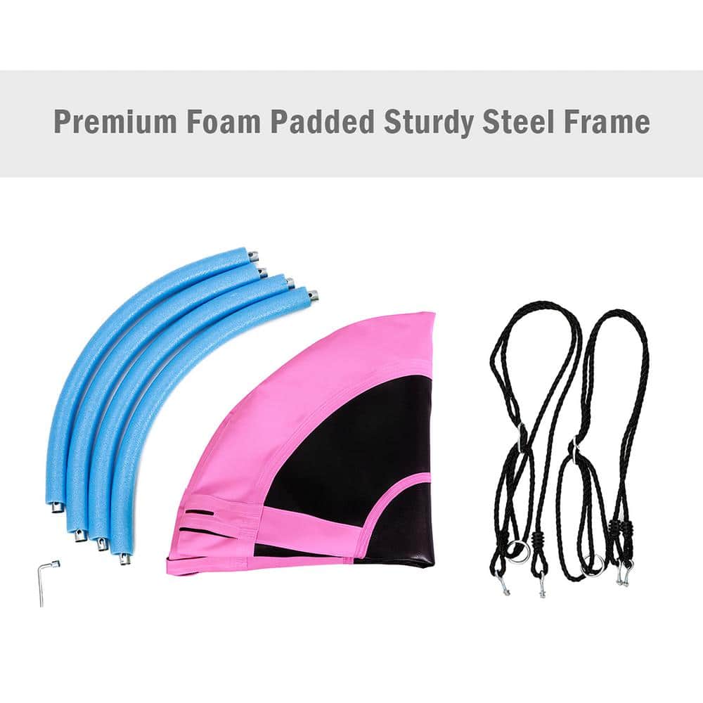 Pink and Black 40'' Flying Saucer Tree Swing with Steel Frame