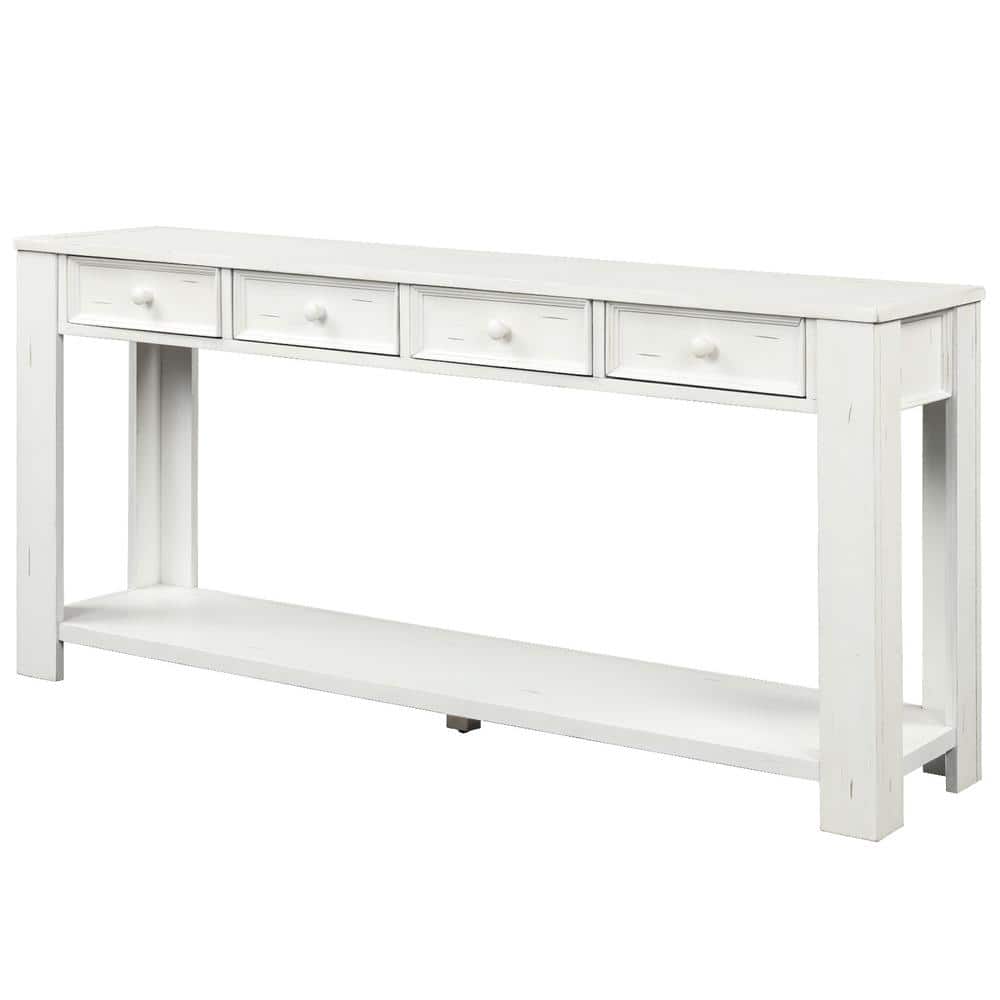 64 in. W x 15 in. D x 30 in. H Bathroom White Linen Cabinet