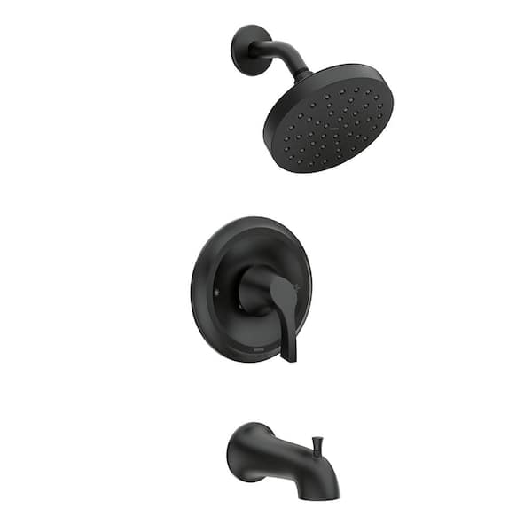 MOEN Korek Single-Handle 1-Spray 1.75 GPM Showerhead Tub and Shower Faucet in Matte Black (Valve Included)