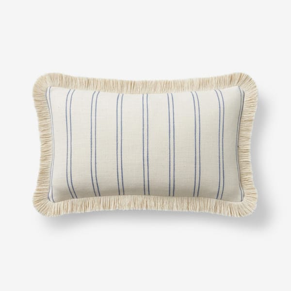 The Company Store Company Cotton Yarn-Dyed Stripe Blue 20 in. X 12 in. Throw Pillow Cover