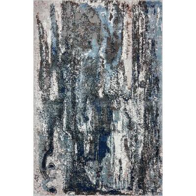 Revolution Navy Blue/Gray 7 ft. 9 in. x 9 ft. 6 in. Serene Waterfall Abstract Polypropylene Area Rug