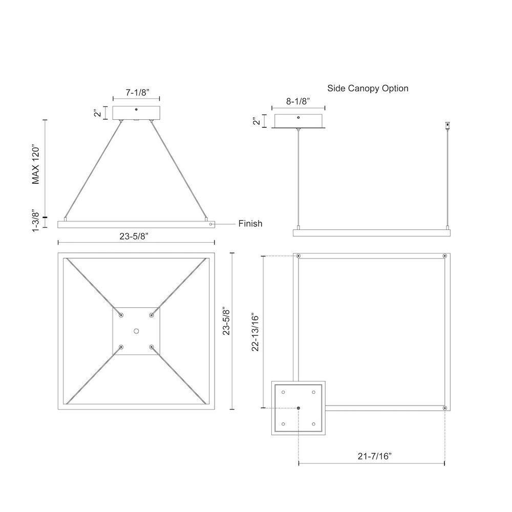 White Aluminum Square LED Pendant Light