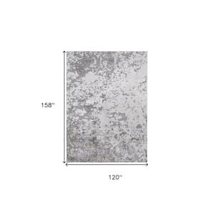 10 x 13 Silver and Gray Abstract Area Rug