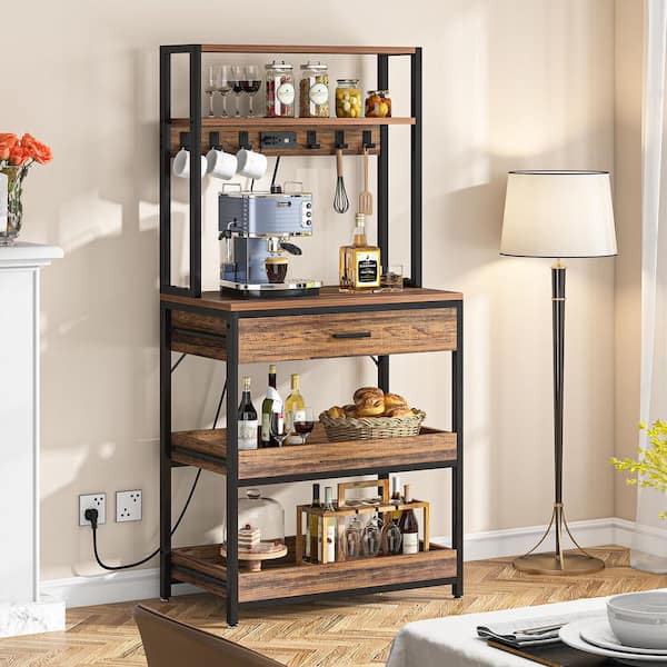 TRIBESIGNS WAY TO ORIGIN Bachel Vintage Brown Baker's Rack with