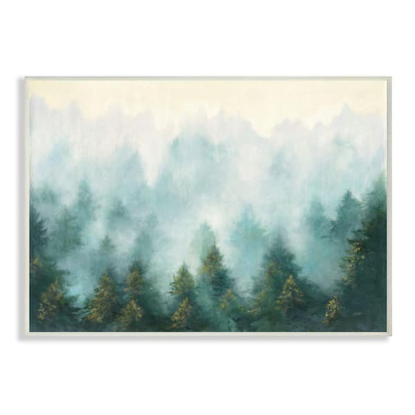 Stupell Industries "Abstract Pine Forest with Mist Green Painting" by Julia Purinton Unframed Nature Wood Wall Art Print 10 in. x 15 in.
