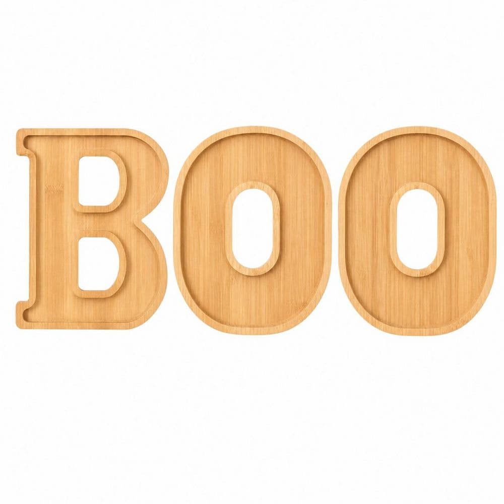 Halloween BOO Bamboo Charcuterie Letter Serving Trays Set Cheese Board Candy Cookie Snack Plates price history on PriceWatchPro
