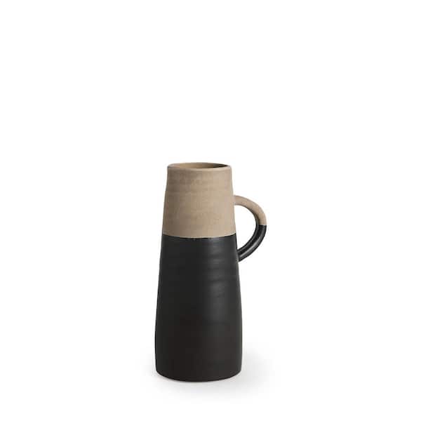 Mercana Garand Small 13H 2-Toned Black/Natural Ceramic Jug