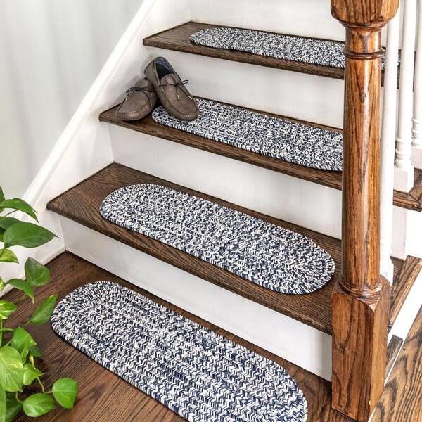 Nuloom Light Blue 8 In X 28 Oval, Outdoor Non Slip Stair Treads For Wood Home Depot