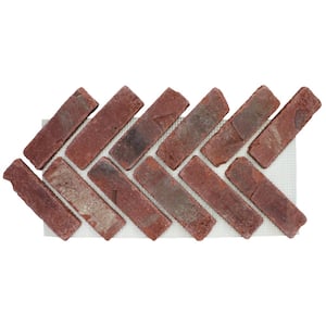 28 in. x 12.5 in. x 0.5 in. Brickwebb Herringbone Midtown Thin Brick Sheets (Box of 5-Sheets)
