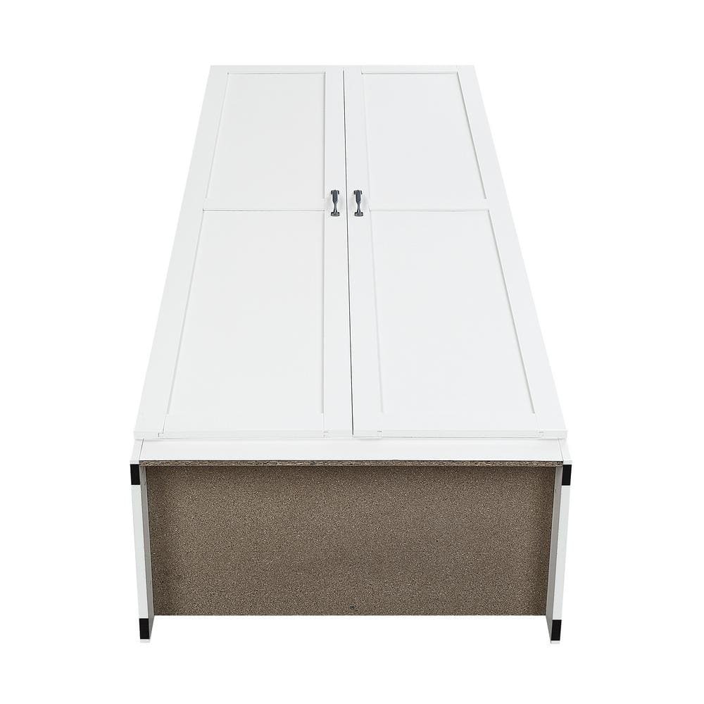 White Matte Freestanding Wardrobe with 7 Shelves