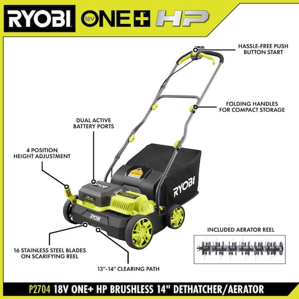 ONE+ HP 18V Brushless 14 in. Cordless Battery Dethatcher/Aerator (Tool Only)