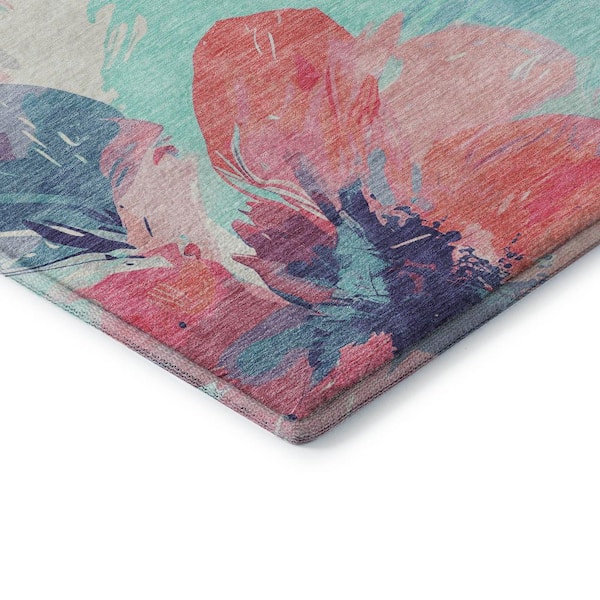 Mayfield Premium Machine Washable Abstract AMF1554 Pink 2 ft. x 3 ft. Area Rug
