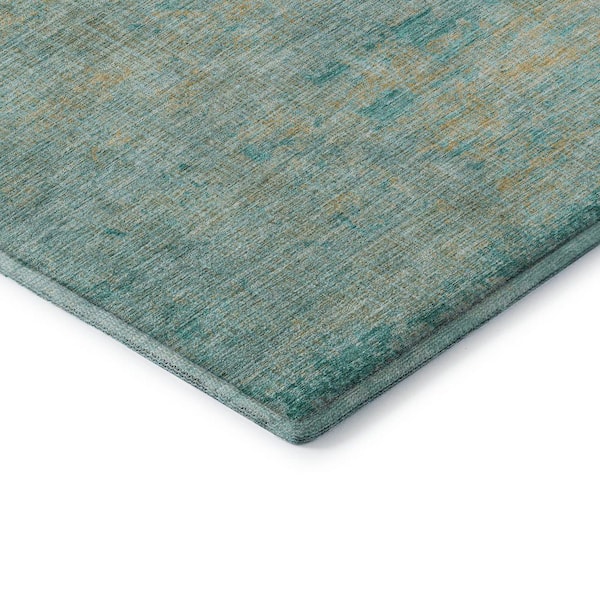 Mayfield Premium Machine Washable Abstract AMF1901 Teal 10 ft. x 14 ft. Area Rug
