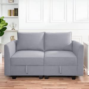 Modern Loveseat Sofa Linen Modular loveseat Sofa with Sturdy Wooden Frame, Ideal for Small Spaces, Easy Assembly, Gray