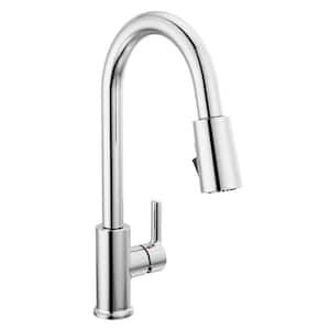 Flute Single Handle Pull Down Sprayer Kitchen Faucet in Chrome