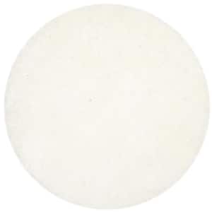 Arctic Shag Ivory 5 ft. x 5 ft. Round Solid Area Rug