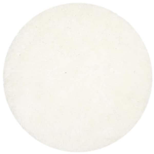 SAFAVIEH Arctic Shag Ivory 7 ft. x 7 ft. Round Solid Area Rug