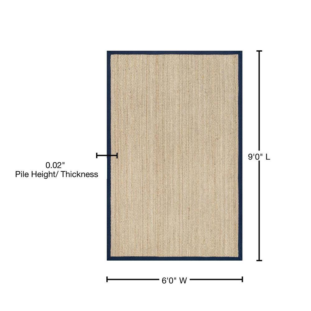Coastal Navy Seagrass 6' x 9' Easy Care Area Rug