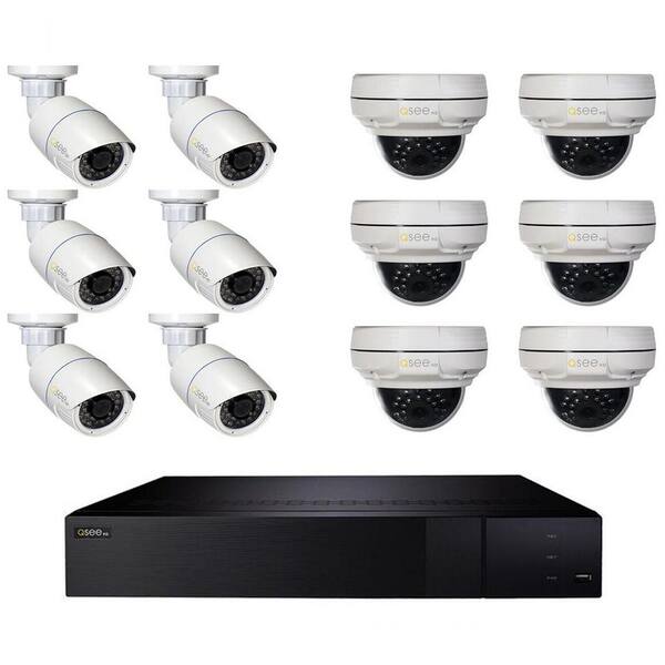 Q-SEE 16-Channel 4K 3TB NVR Security Surveillance System with 6 4MP Bullet Cameras and 6 4MP Dome Cameras