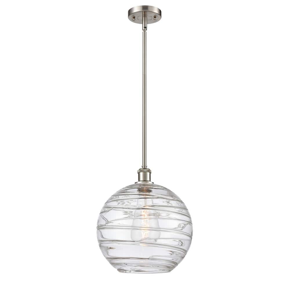 Athens Deco Swirl 1-Light Brushed Satin Nickel Globe Pendant Light with Clear Deco Swirl Glass Shade price history on PriceWatchPro