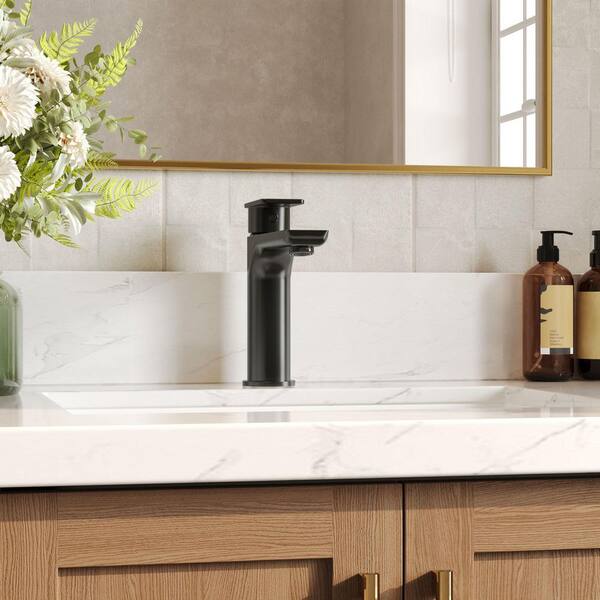 3 in. Mid Arc Spout Height Single Handle Single Hole Bathroom Faucet with Spot Resist in Matte Black