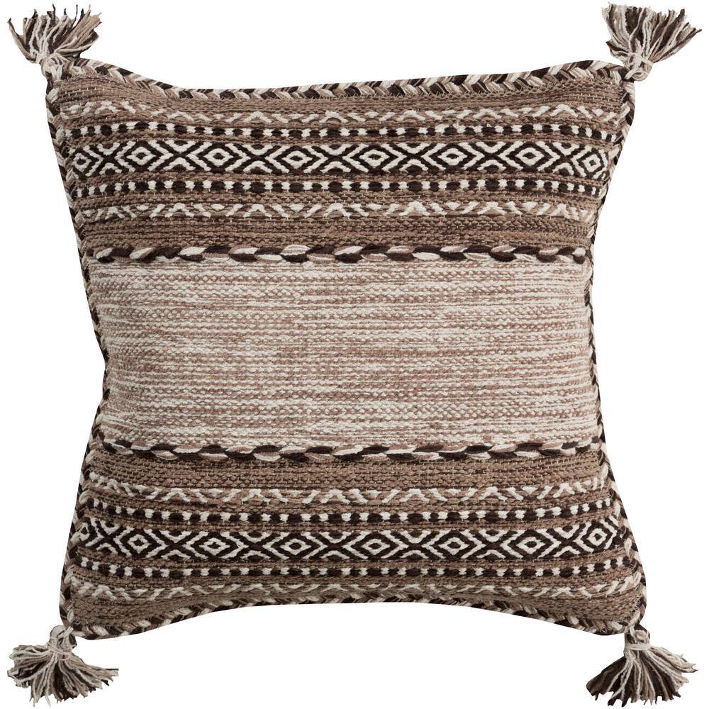Artistic Weavers Ganale Tan Striped Polyester 18 in. x 18 in. Throw