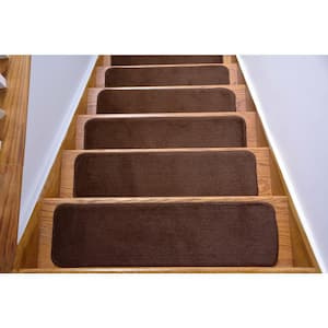 Comfy Collection Brown 8 ½ inch x 30 inch Indoor Carpet Stair Treads Slip Resistant Backing (Set of 13)