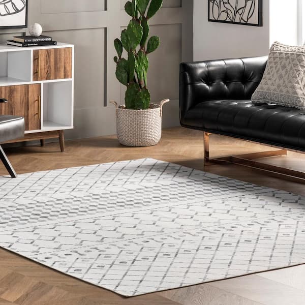 nuLOOM Kira Machine Washable Tribal Geometric Area Rug, Grey, 4x6 ft