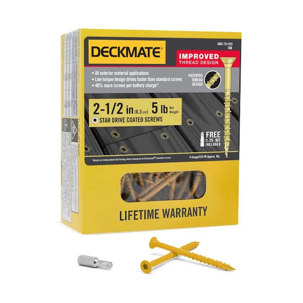 DECKMATE #9 x 2-1/2 in. Tan Star Flat-Head Wood Deck Screw 5 lbs.-Box ...